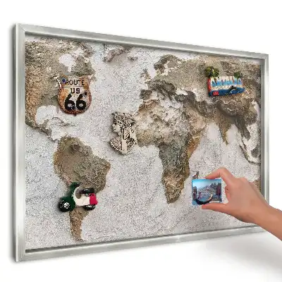 Magnetická tabuľa reliéfna mapa Zeme