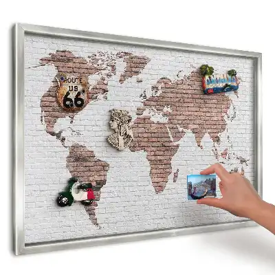 Magnetická tabuľa Mapa na tehlovej stene na suveníry z dovolenky