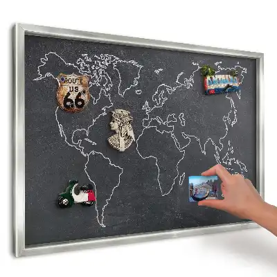 Magnetická tabuľa na stenu Mapa sveta na tmavom pozadí