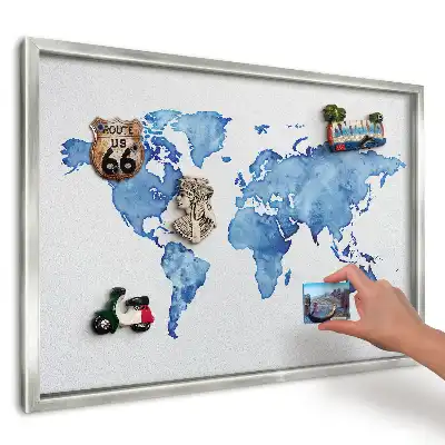 Magnetická tabuľa na suveníry Modrá akvarelová mapa
