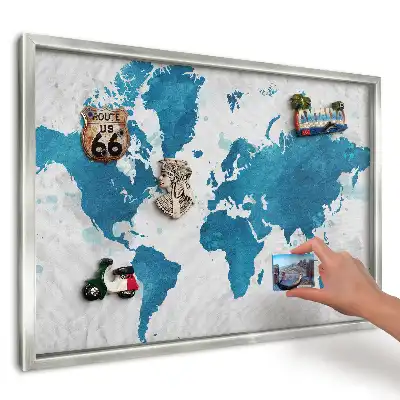 Magnetická tabuľa na suveníry Akvarelová mapa modré pozadie
