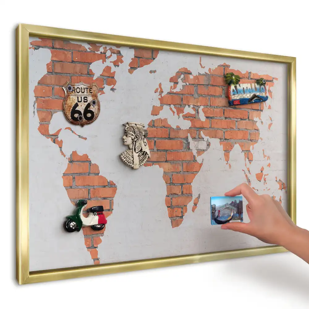 Magnetická tabuľa na magnetky Mapa sveta biela stena