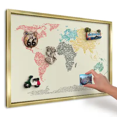 Magnetická tabuľa na suveníry mapa sveta z písmen