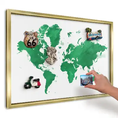 Magnetická tabuľa Zelená akvarelová mapa