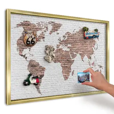 Magnetická tabuľa na cestovateľské suveníry Mapa na tehlovej stene