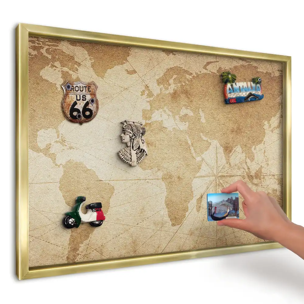 Magnetická tabuľa na magnetky Štýlová béžová mapa