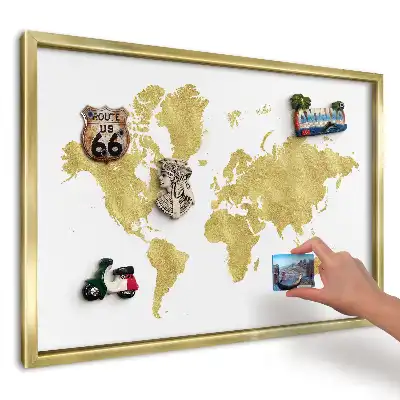 Magnetická tabuľa na cestovateľské suveníry Žltá mapa na bielom