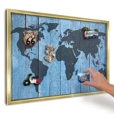 Magnetická tabuľa Mapa na drevenom pozadí
