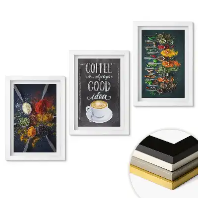 Sada 3 obrazov v ráme Káva a korenie v umeleckom štýle