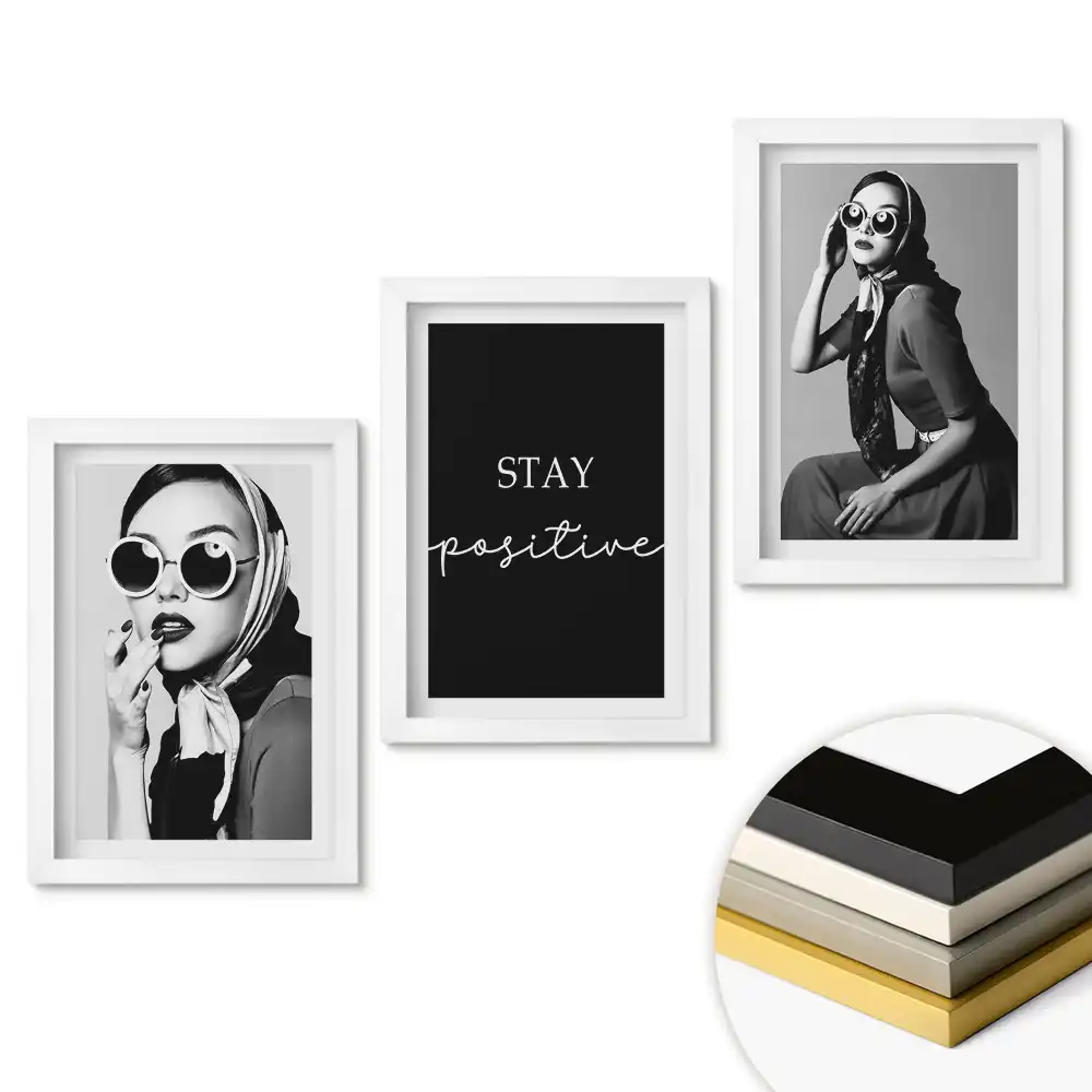 Set obrazov na stenu Štýlové inšpirácie v monochromatickej verzii