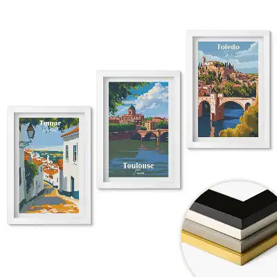 Sada 3 obrazov v ráme Očarujúce európske mestá v ilustráciách
