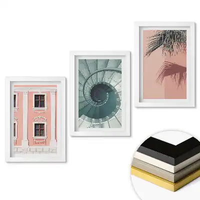 Sada 3 obrazov v ráme Farebné architektonické a prírodné inšpirácie
