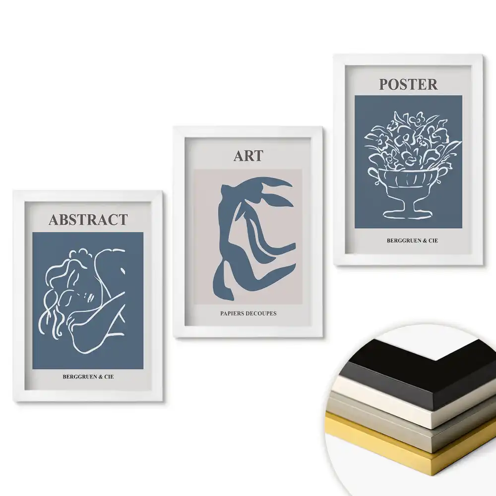 Set obrazov na stenu Minimalistická grafika v tlmených farbách
