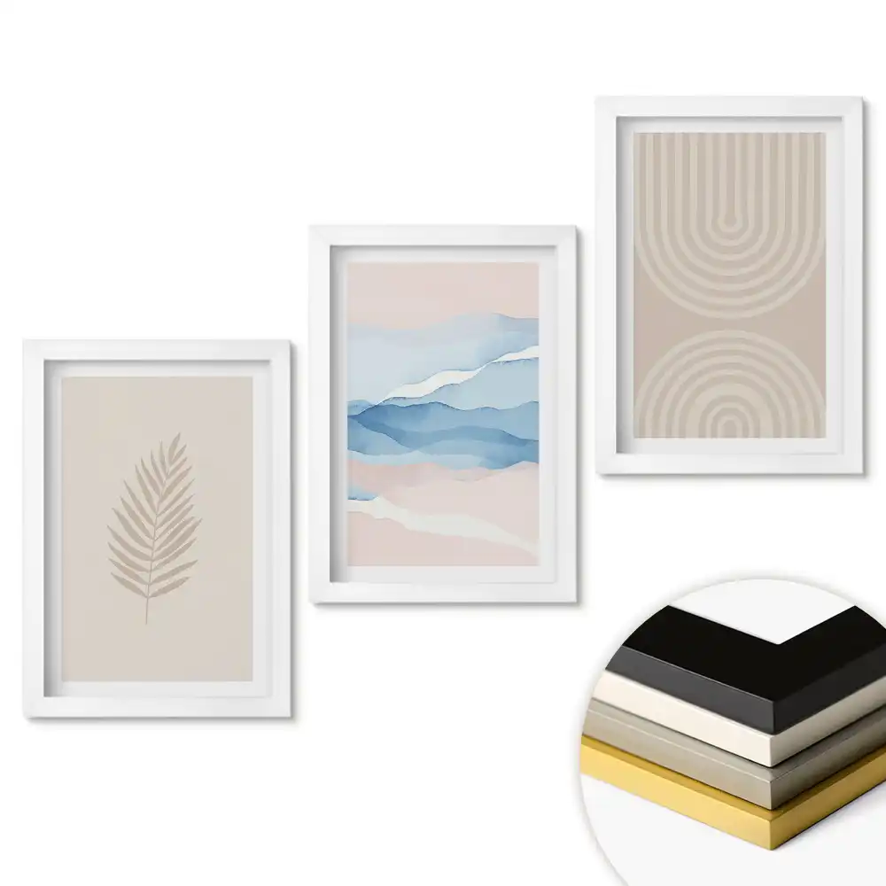 Set obrazov na stenu Minimalistická grafika v pastelových farbách