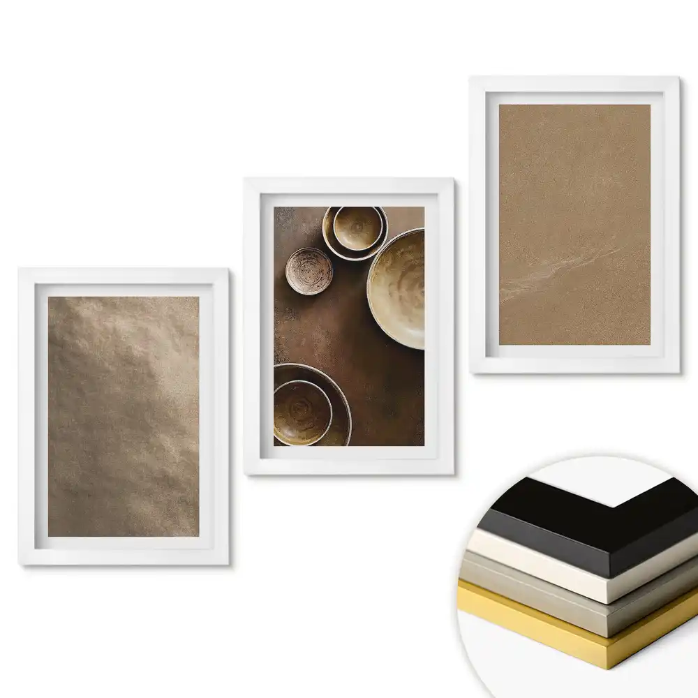 Set obrazov na stenu Minimalistické kompozície v neutrálnych odtieňoch