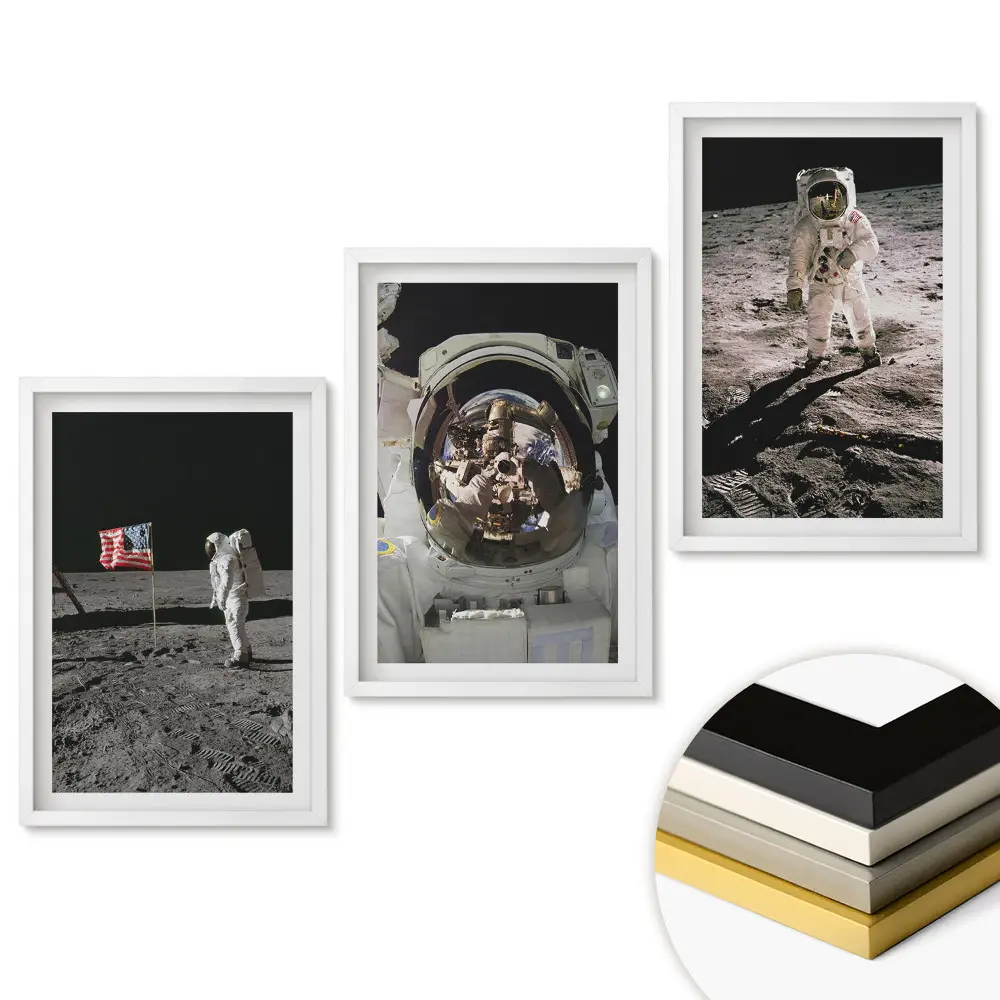 Triptych Pristátie na Mesiaci: História astronautov v ráme