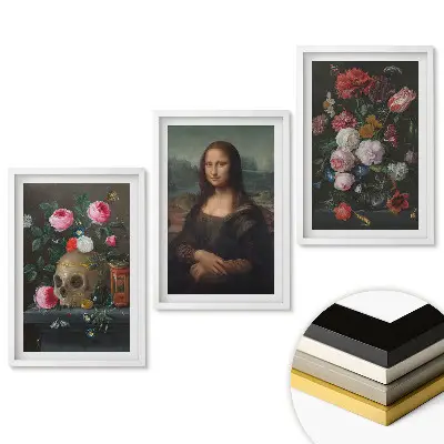 Triptych v ráme Klasické umenie a moderné kvety