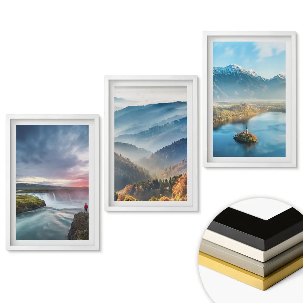 Triptych v ráme Malebné prírodné krajiny v rámoch