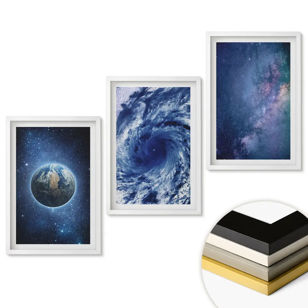 Triptych v ráme Vesmír, hurikán a galaxia v obrazoch