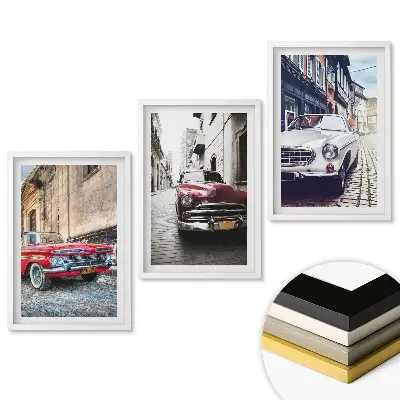 Triptych v ráme Klasické autá v mestskej krajine