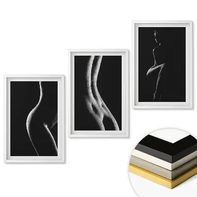 Triptych v ráme Tiene krásy v čiernej a bielej farbe