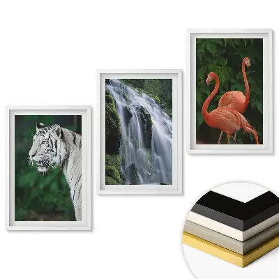 Triptych Zvieratá a príroda v harmónii v ráme