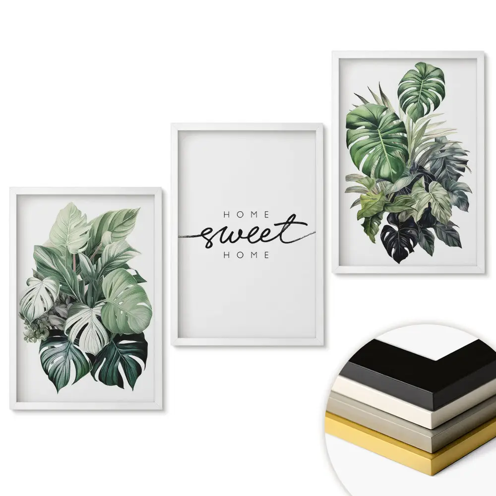 Triptych v ráme Zelená oáza vo vašom interiéri