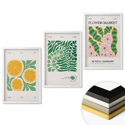 Triptych v ráme Inšpirácie z kvetinového trhu a ovocia