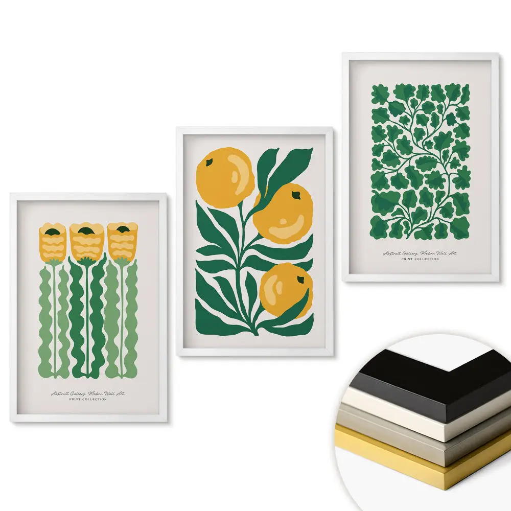 Triptych v ráme s rastlinným motívom