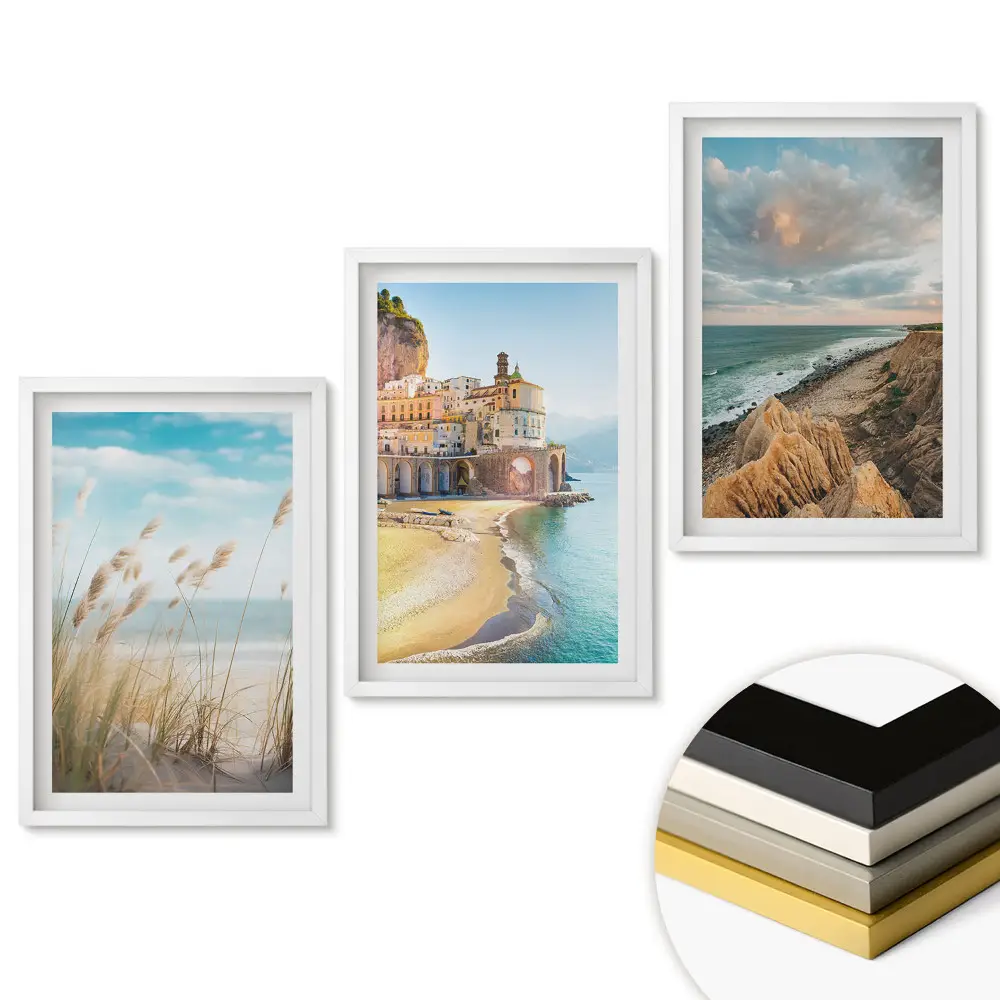 Triptych v ráme Malebné výhľady z rôznych miest