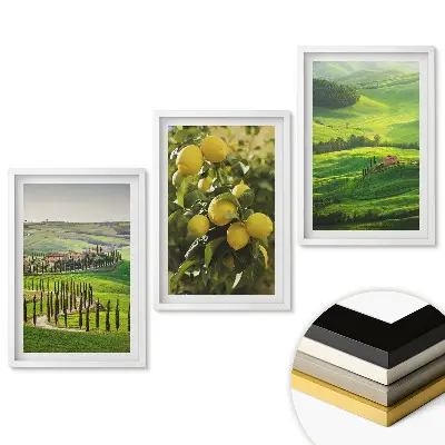 Triptych v ráme Toskánska krajina a šťavnaté citróny