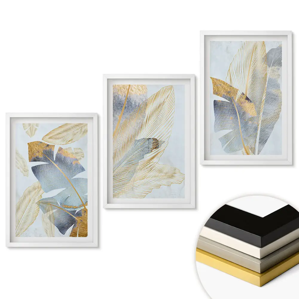Triptych v ráme Zlaté listy na jemnom pozadí