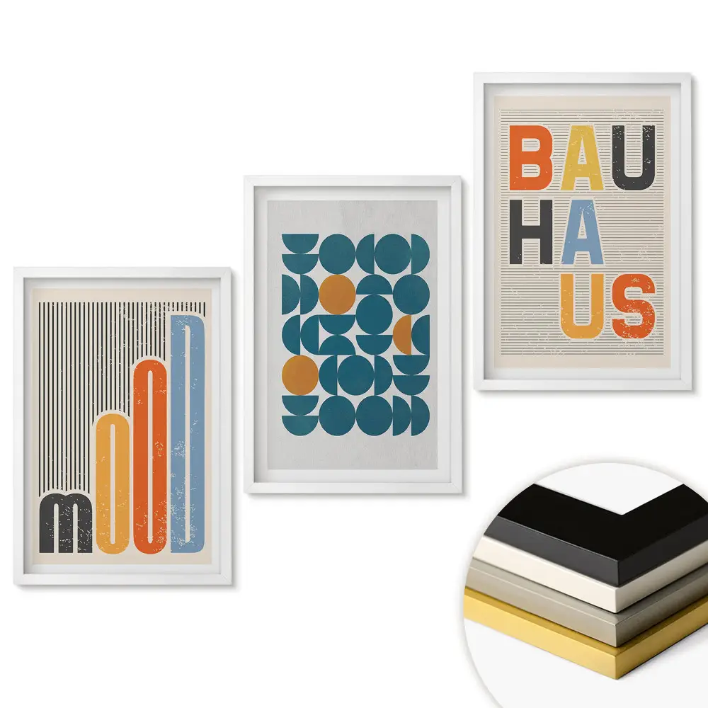 Sada nástenných obrazov Moderná grafika v štýle Bauhaus