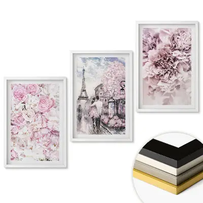 Sada obrazov na stenu Kvetinové inšpirácie v odtieňoch ružovej