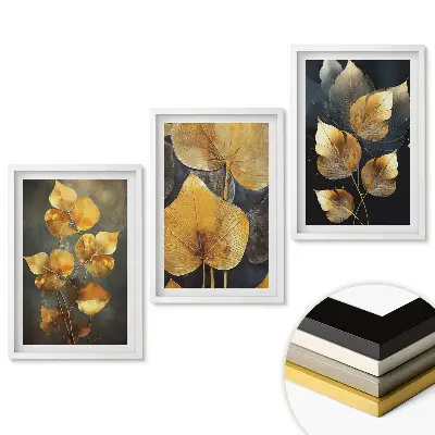Triptych Zlaté listy v ráme