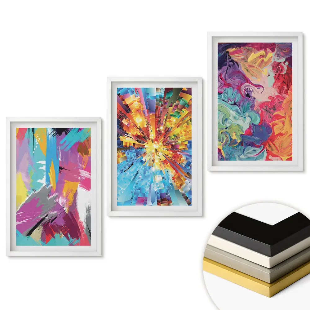Triptych v ráme Farebné explózie abstraktného umenia