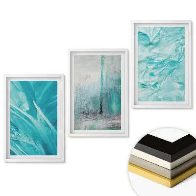 Triptych v ráme Modré odtiene v harmonickej kombinácii