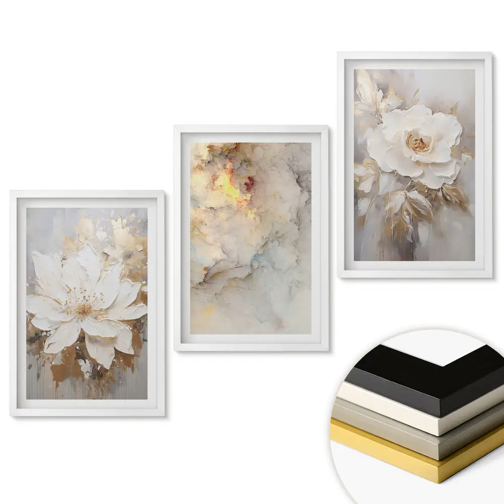 Triptych v ráme Kvetinové inšpirácie v jemných odtieňoch