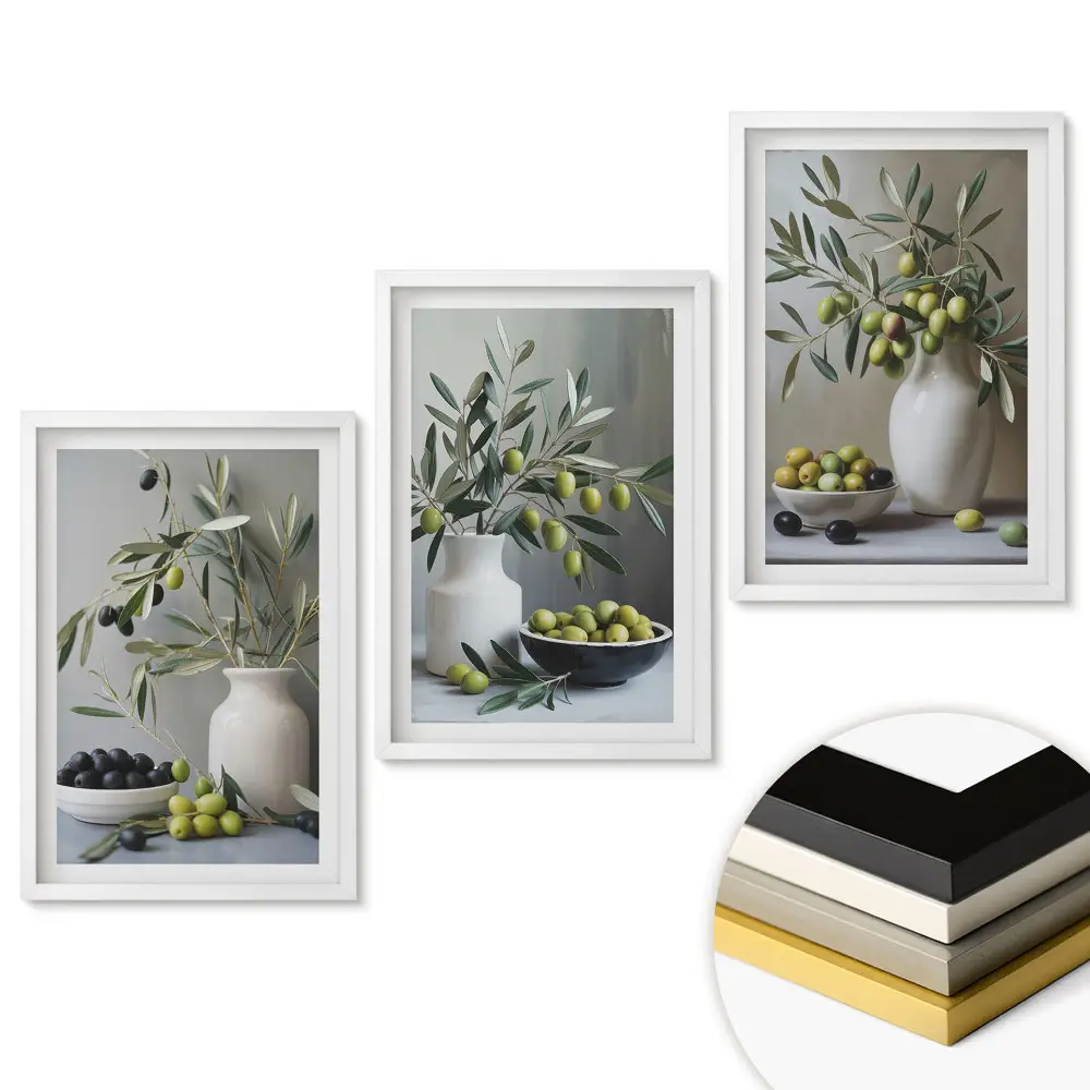 Triptych v ráme Olivy v elegantných miskách