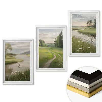 Triptych v ráme Pokoj prírody v malebnej krajine