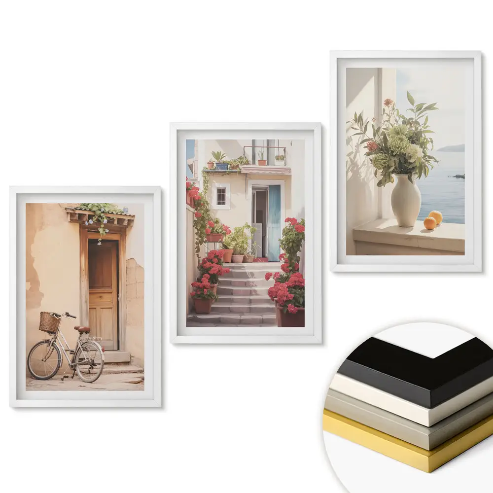 Triptych v ráme Očarujúce výhľady v pastelových farbách