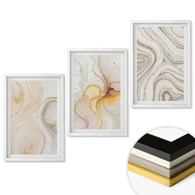 Triptych v ráme Abstraktné kompozície s jemnými vzormi