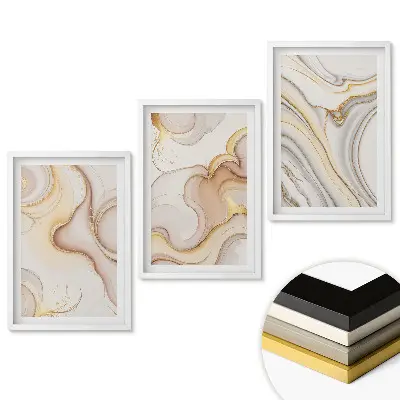 Triptych v ráme Abstraktné vzory v jemných odtieňoch