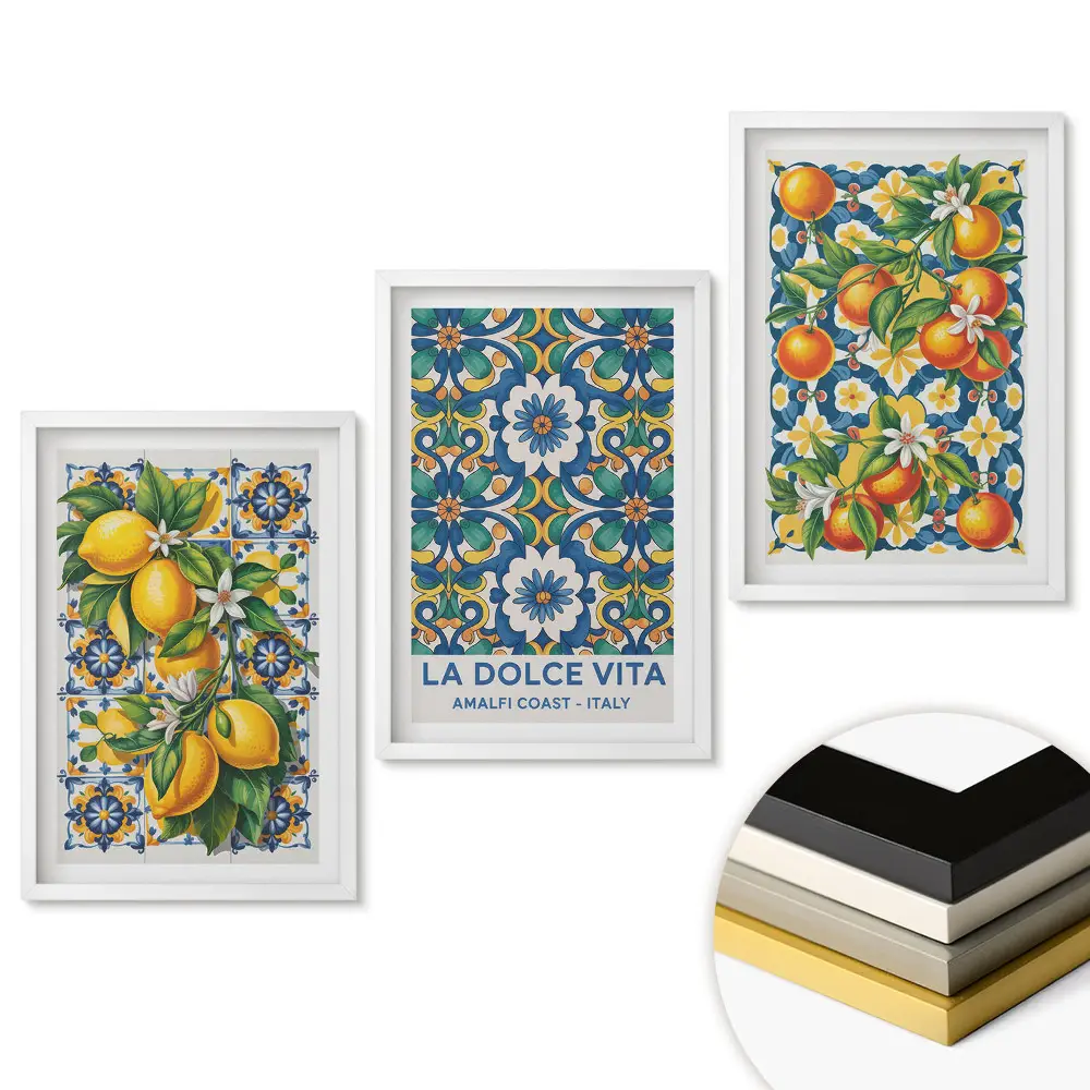 Triptych v ráme Talianske inšpirácie z Amalfi a citary