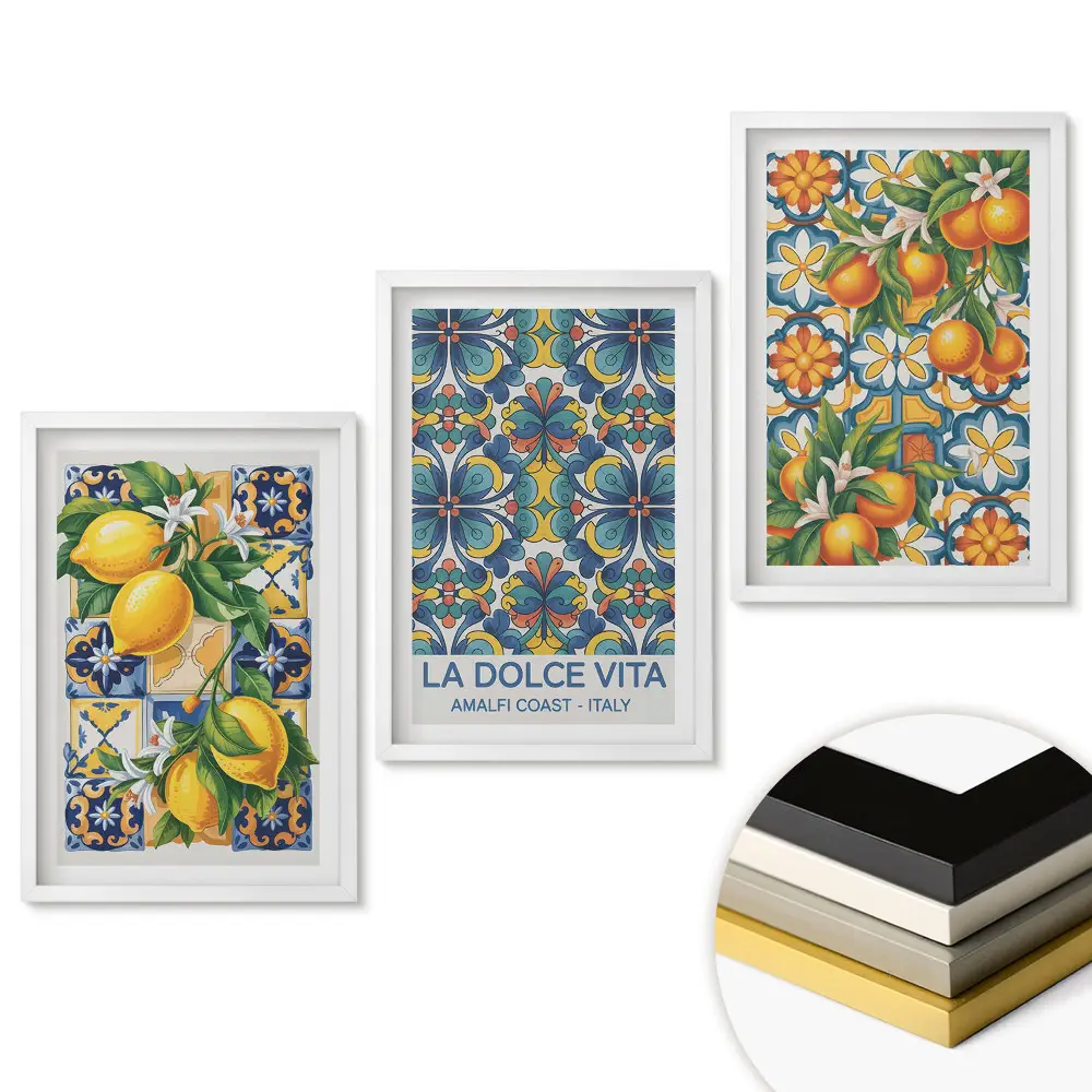 Triptych v ráme Atmosférická grafika s Talianskom v pozadí