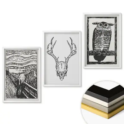 Triptych v ráme Umenie v čiernej a bielej farbe