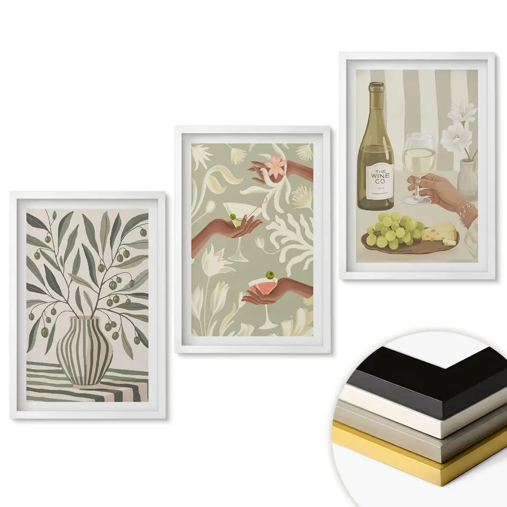 Triptych v ráme Kvety, víno a relaxačný životný štýl