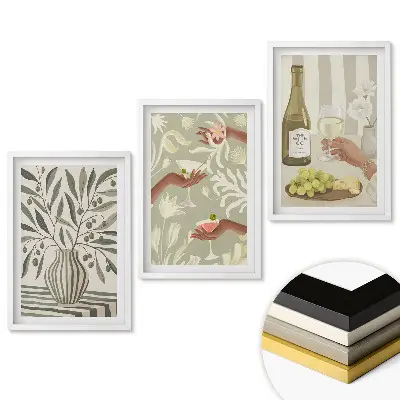 Triptych v ráme Kvety, víno a relaxačný životný štýl