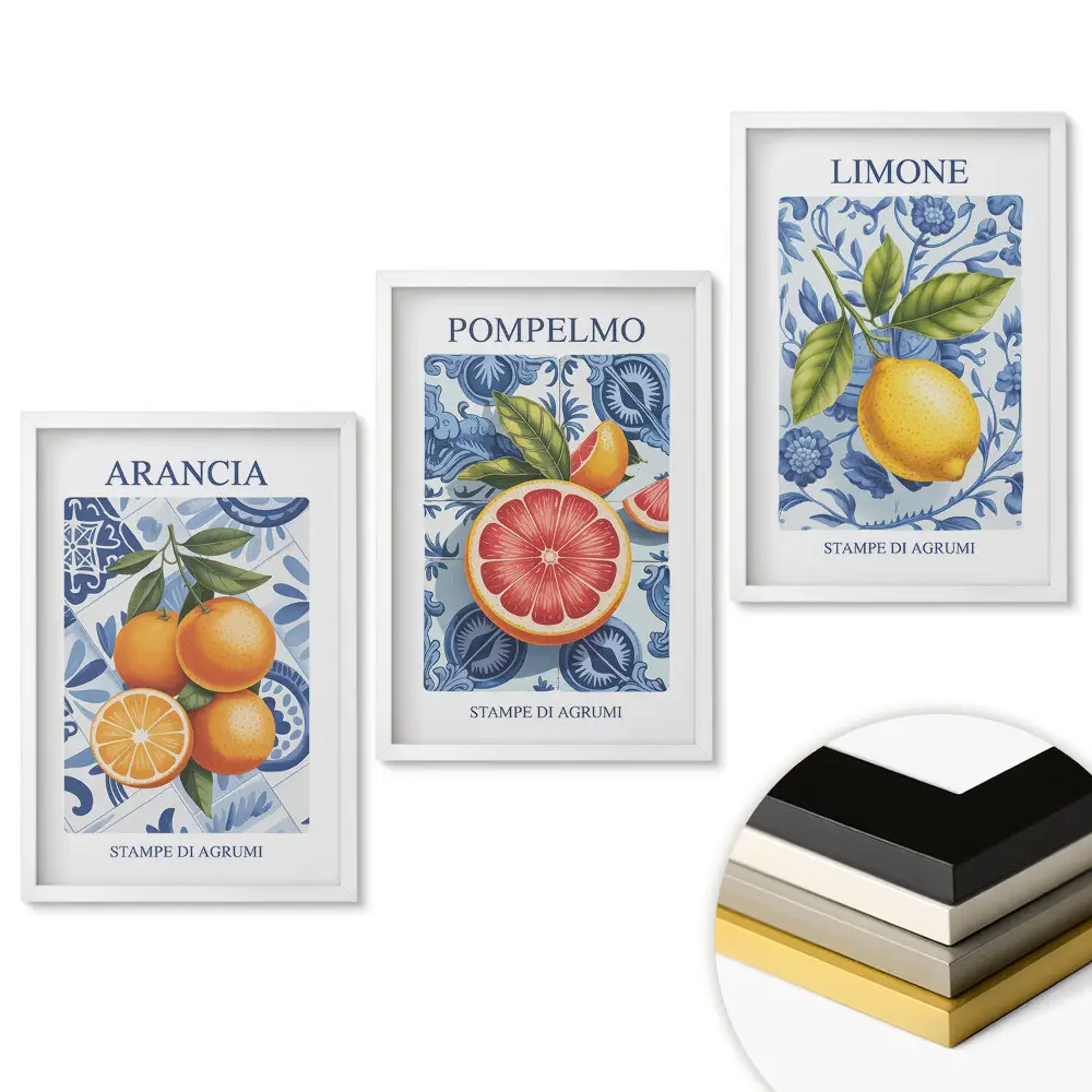 Triptych v ráme Citrusové plody v umeleckom štýle