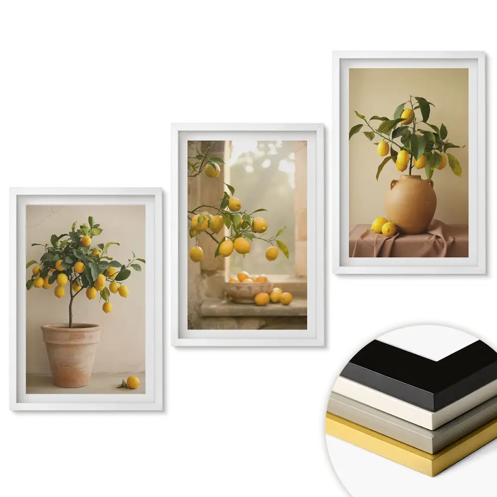 Triptych v ráme Citrusové kúzlo v bytovom dekore